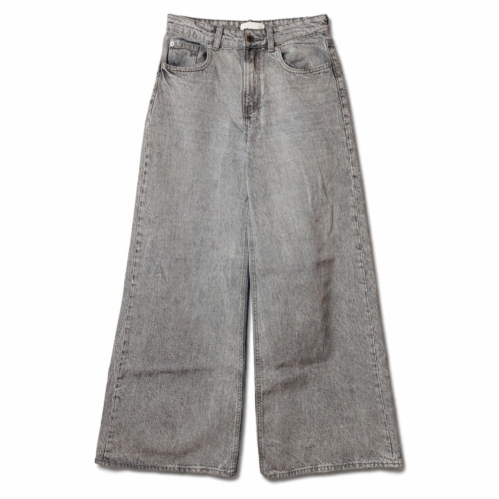 H&M The Perfect High-Rise Wide Leg Jean Sz 2 Gray Wash 100% Cotton Baggy 90s Y2K